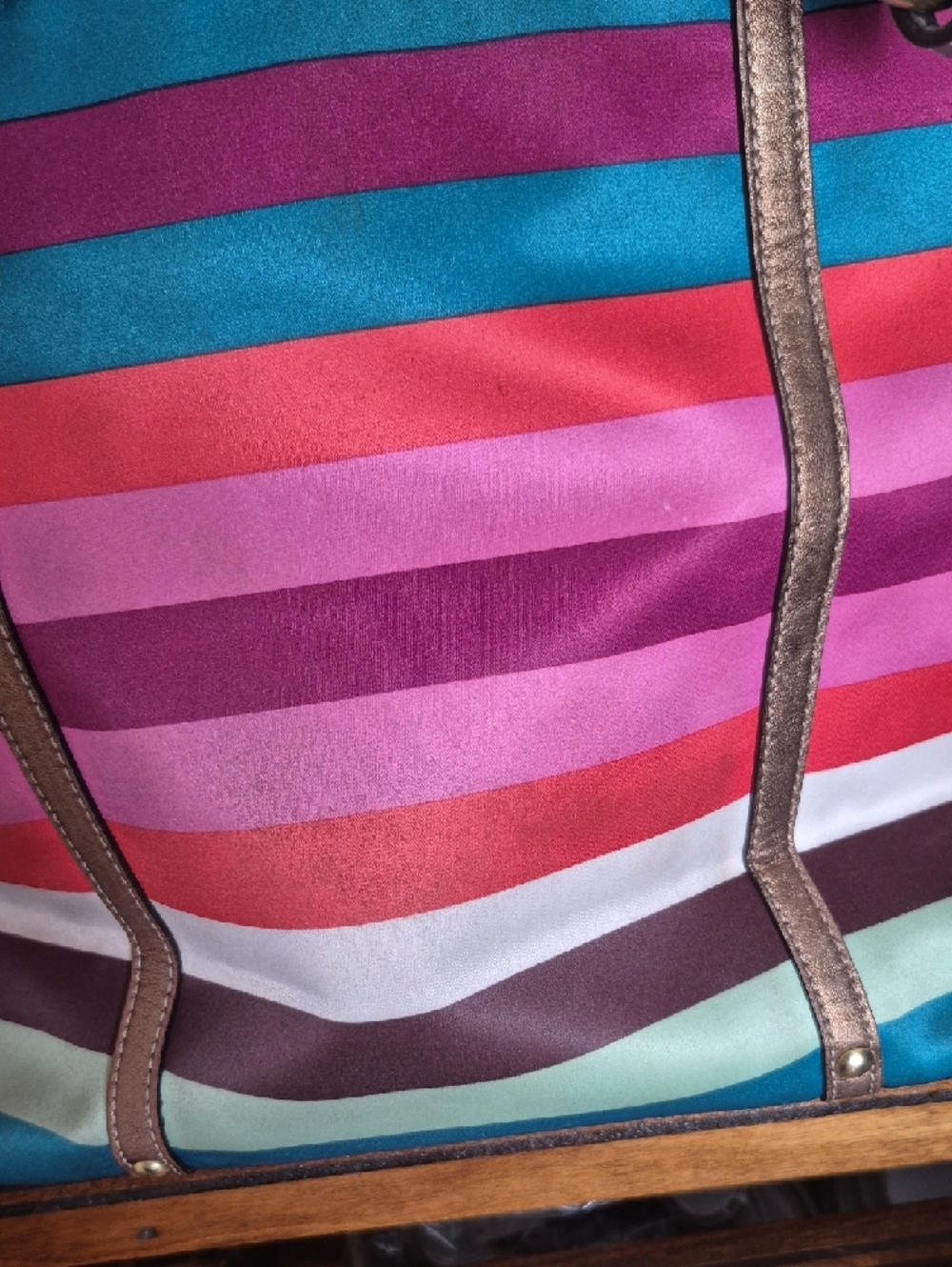 Coach legacy Stripe Sateen Tote Bag with Coin Purse - Picture 9 of 11